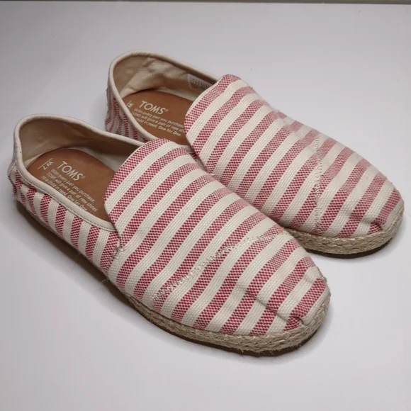 Toms Slip On Alpargata Striped Canvas Espadrille Shoes | 7 - Picture 3 of 9